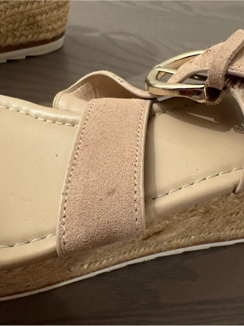 Womens Beige Espadrille Wedge Sandals - Neutral Casual